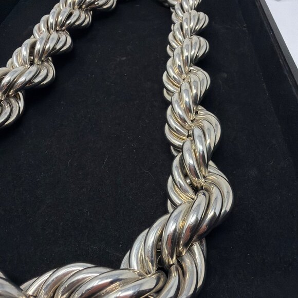 Mens 30" Thick Rope Chain Silver Tone Hollow Dookie Hip Hop Necklace - Picture 2 of 5